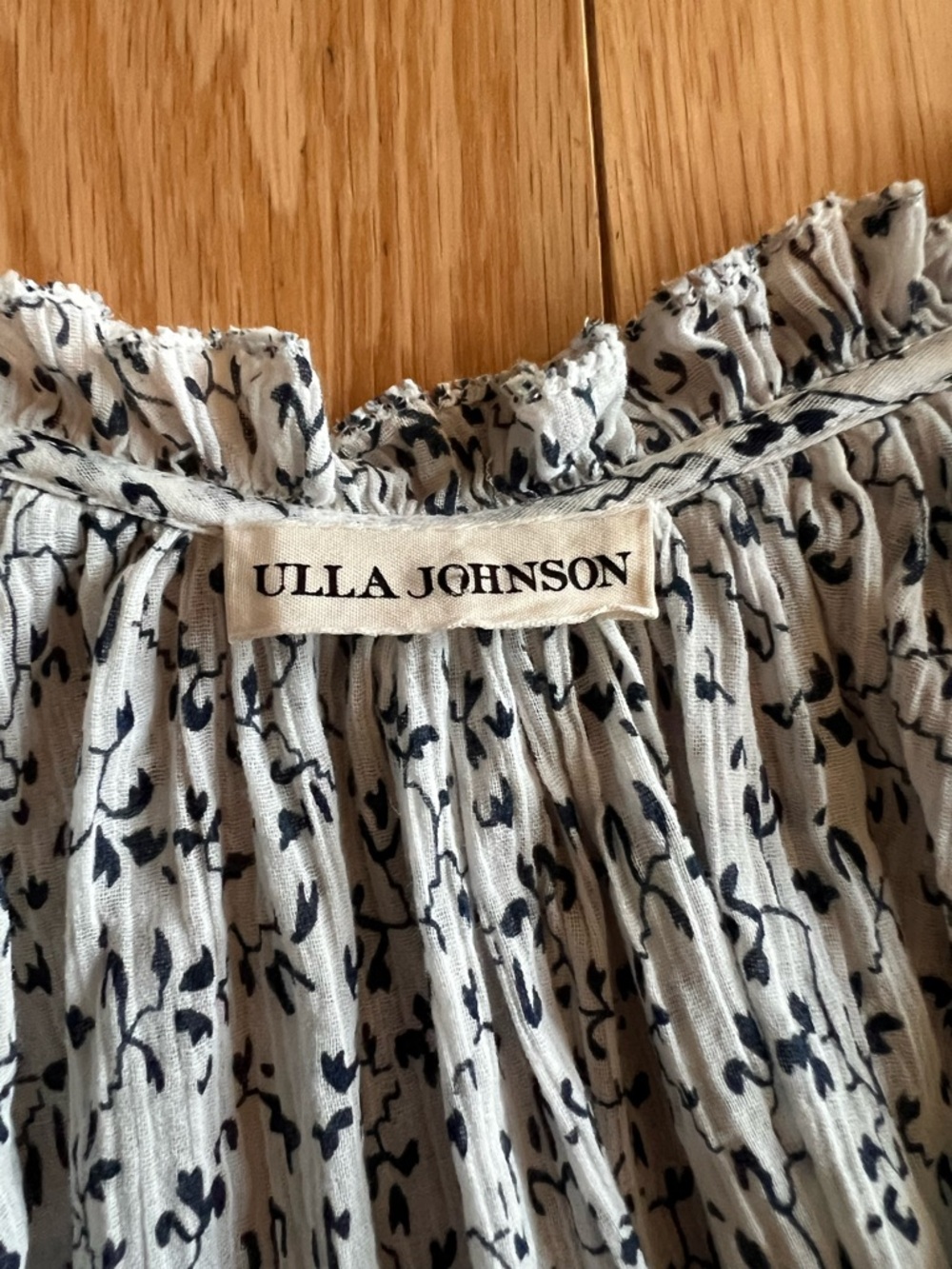 Ulla Johnson Anja Ruffle Flutter Sleeve Floral Top Blouse White Blue Floral Sz 2 - Picture 5 of 9